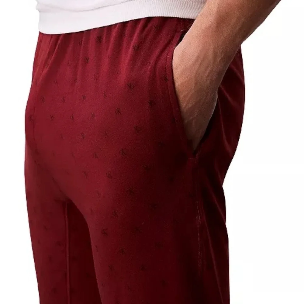 Calvin Klein Pajama Jogger Pants Mens Medium‎ M Burgundy Monogram Logo